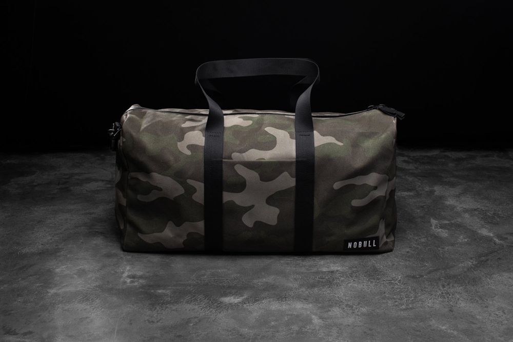 NOBULL Waxed Canvas Duffle Backpacks - Army Green Camo - Ireland (4832JEPRS)